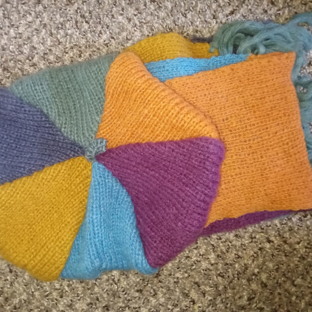 Bohemian multicolor hat and scarf set